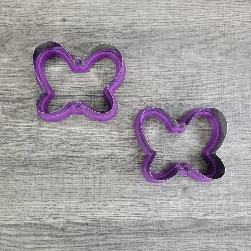 Butterfly Cookie‎ Cutters Purple Stainless Steel Set of 2 Baking Supplies
